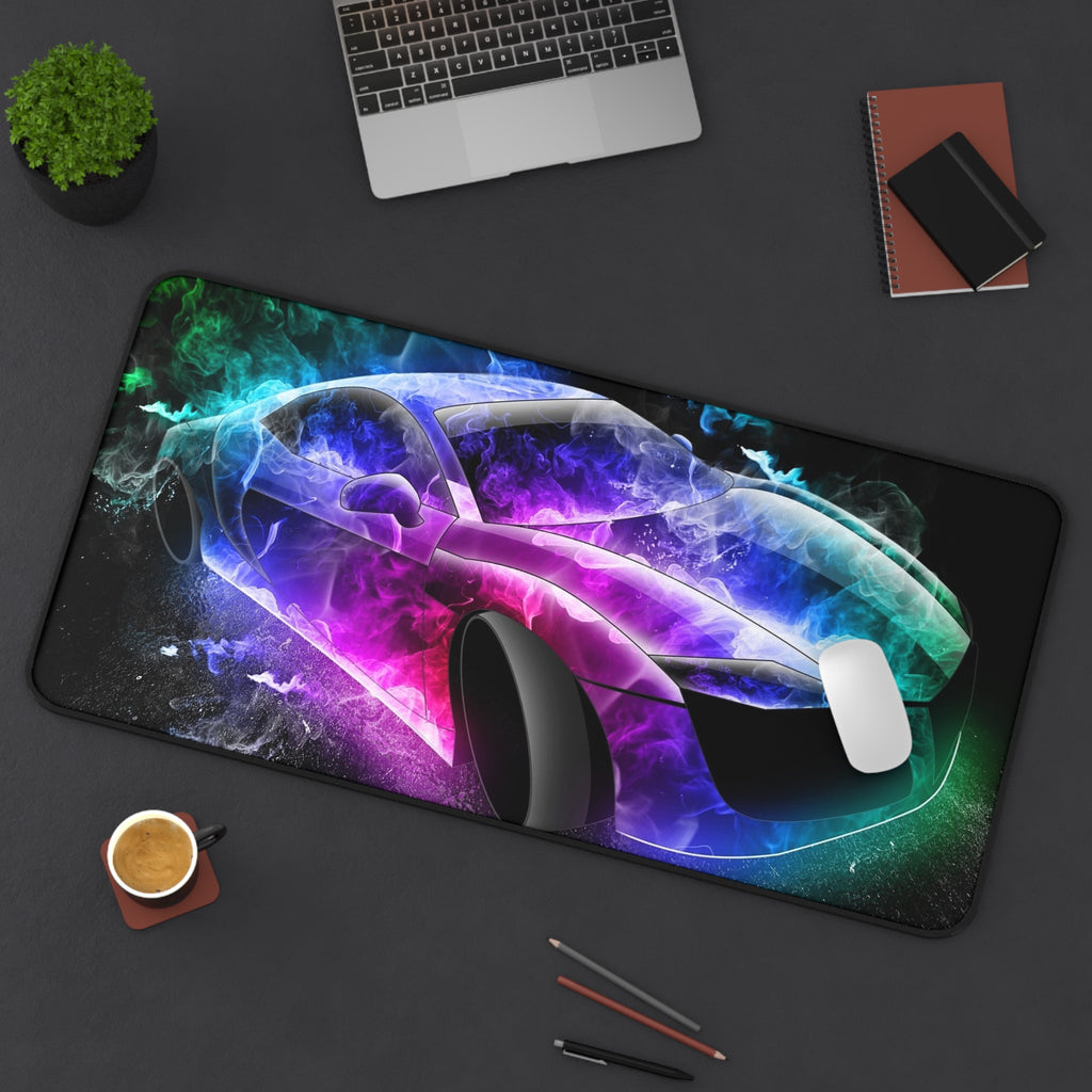 Gaming Desk Mat — Neon Smoke Sports Car Mouse Pad