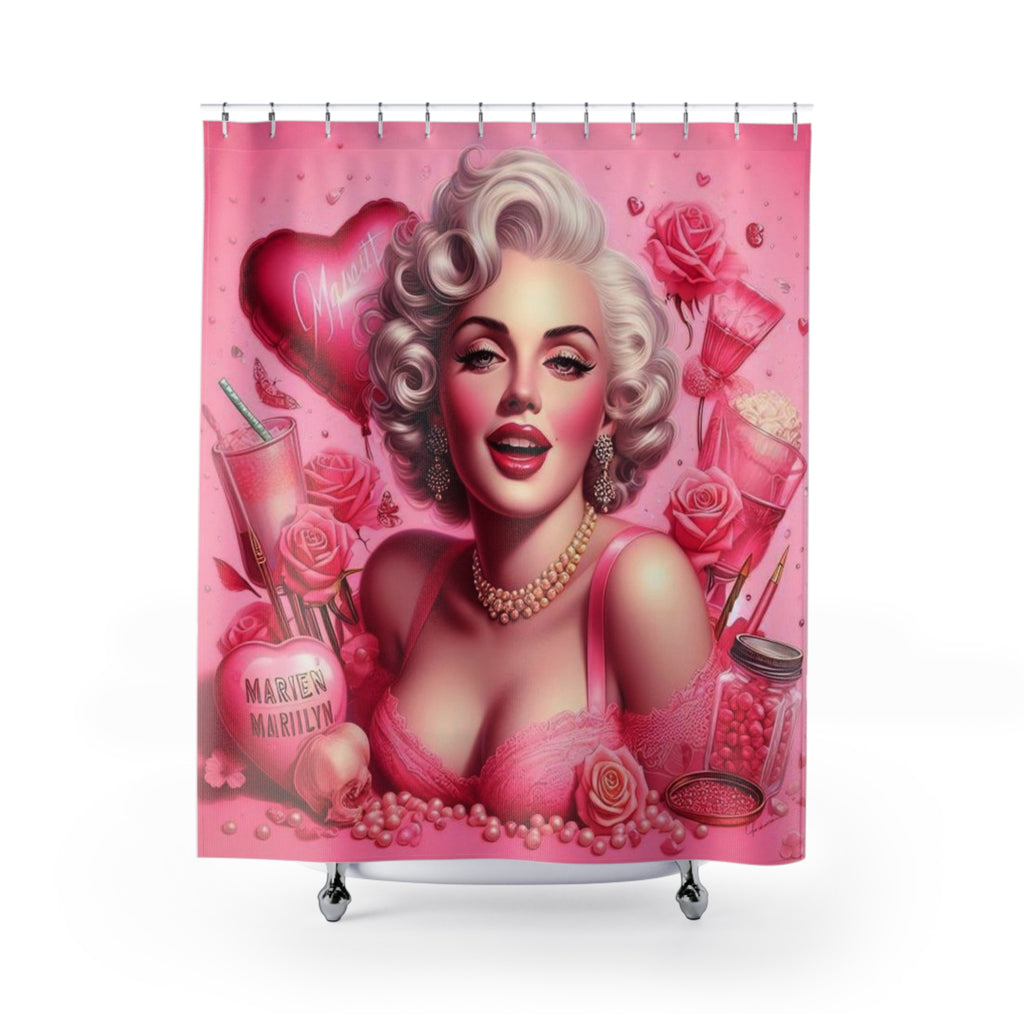 Retro Glam Shower Curtain — Pink Pinup Bath Decor
