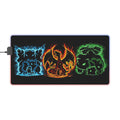 3 Element LED Gaming Mouse Pad — Fire/Water/Grass Icons, XXL Desk Mat for Gamers