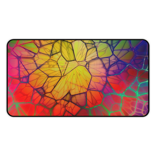 Psychedelic Stained Glass Desk Mat — Colorful Abstract Mousepad for Office & Gaming