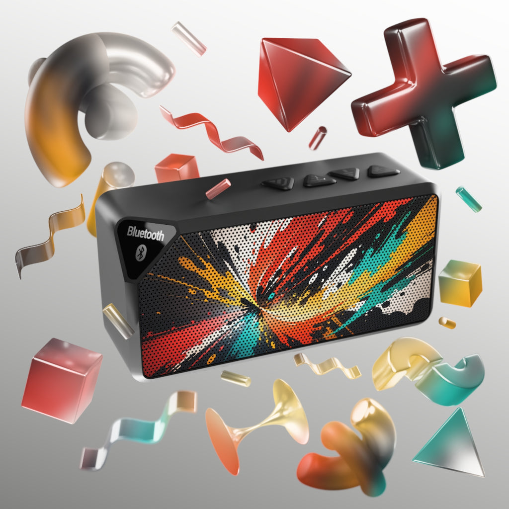 Portable Bluetooth Speaker — Color Splash Abstract Grill Design