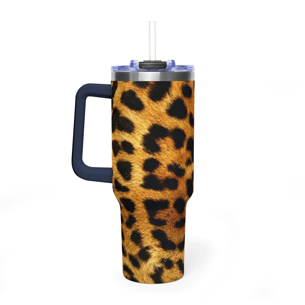 Leopard Print 40oz Vacuum Tumbler — Insulated Travel Mug with Handle