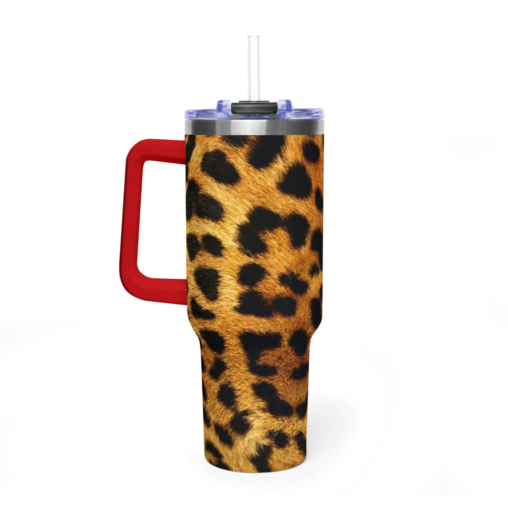 Leopard Print 40oz Vacuum Tumbler — Insulated Travel Mug with Handle