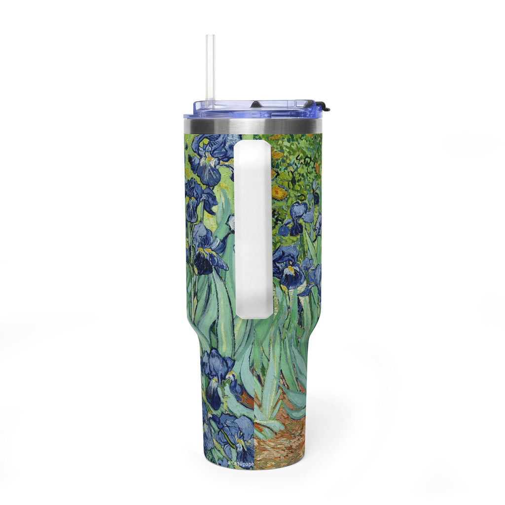 40oz Vacuum Tumbler — Van Gogh Irises Insulated Travel Mug