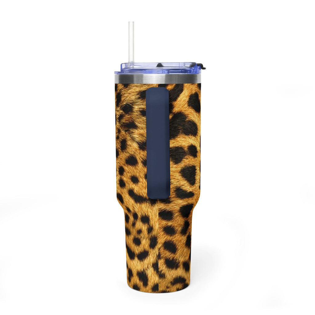 Leopard Print 40oz Vacuum Tumbler — Insulated Travel Mug with Handle