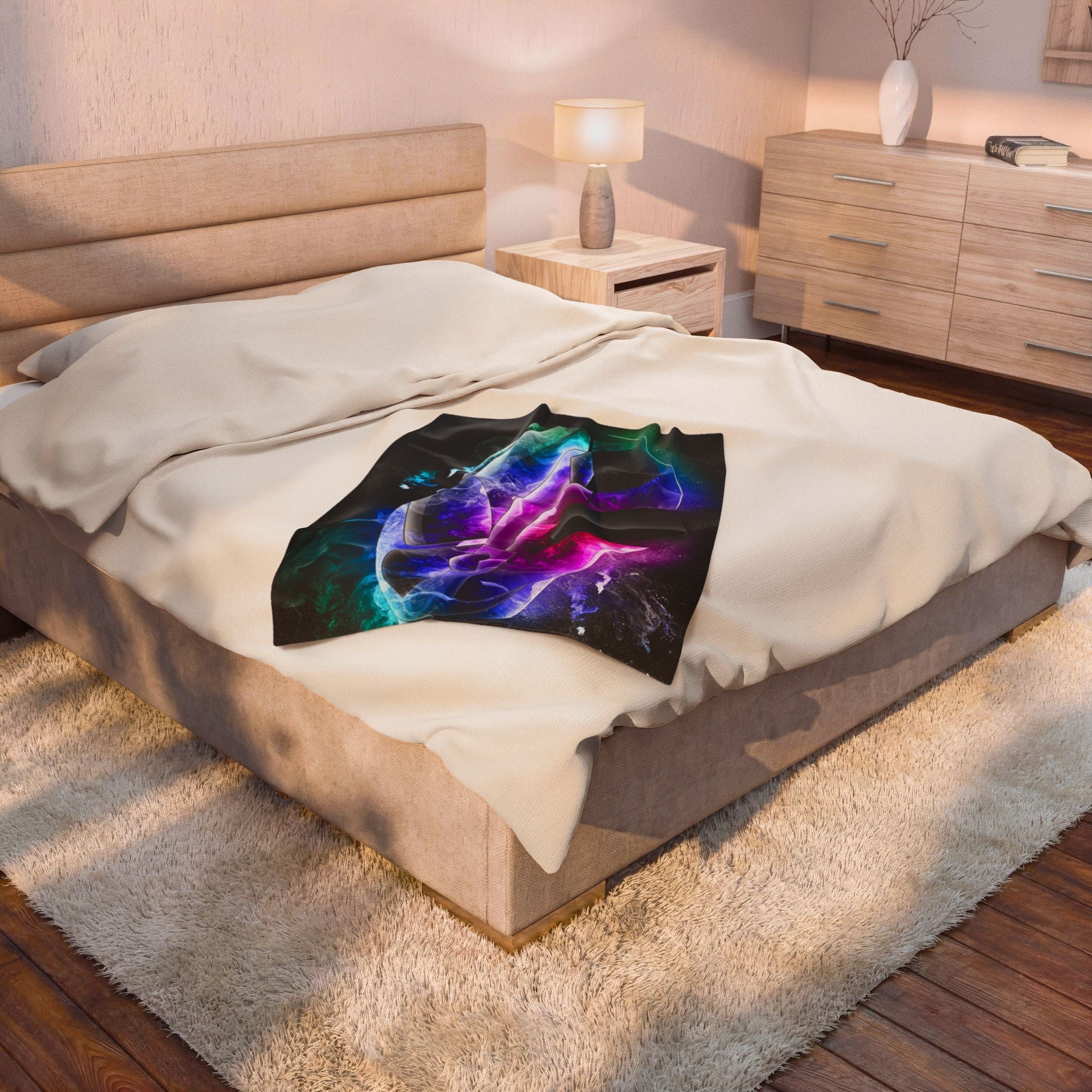 Smoky Neon Car Velveteen Plush Blanket — Velveteen Throw