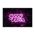 Good Vibes Neon Washable Rug — Pink Retro Aesthetic Floor Mat