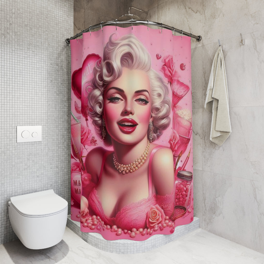 Retro Glam Shower Curtain — Pink Pinup Bath Decor