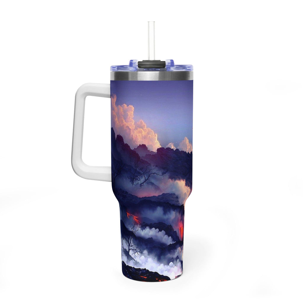 40oz Thermal Tumbler – Sunset Storm Mountain Landscape