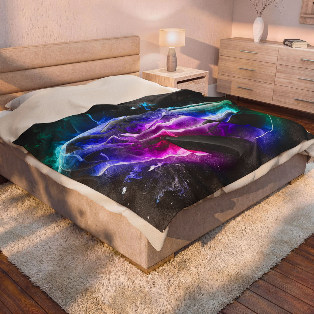 Smoky Neon Car Velveteen Plush Blanket — Velveteen Throw