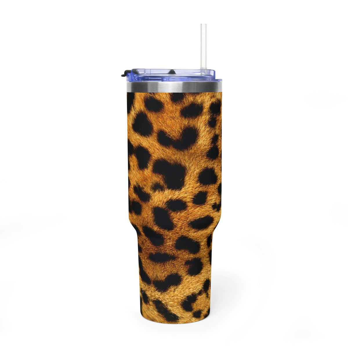 Leopard Print 40oz Vacuum Tumbler — Insulated Travel Mug with Handle