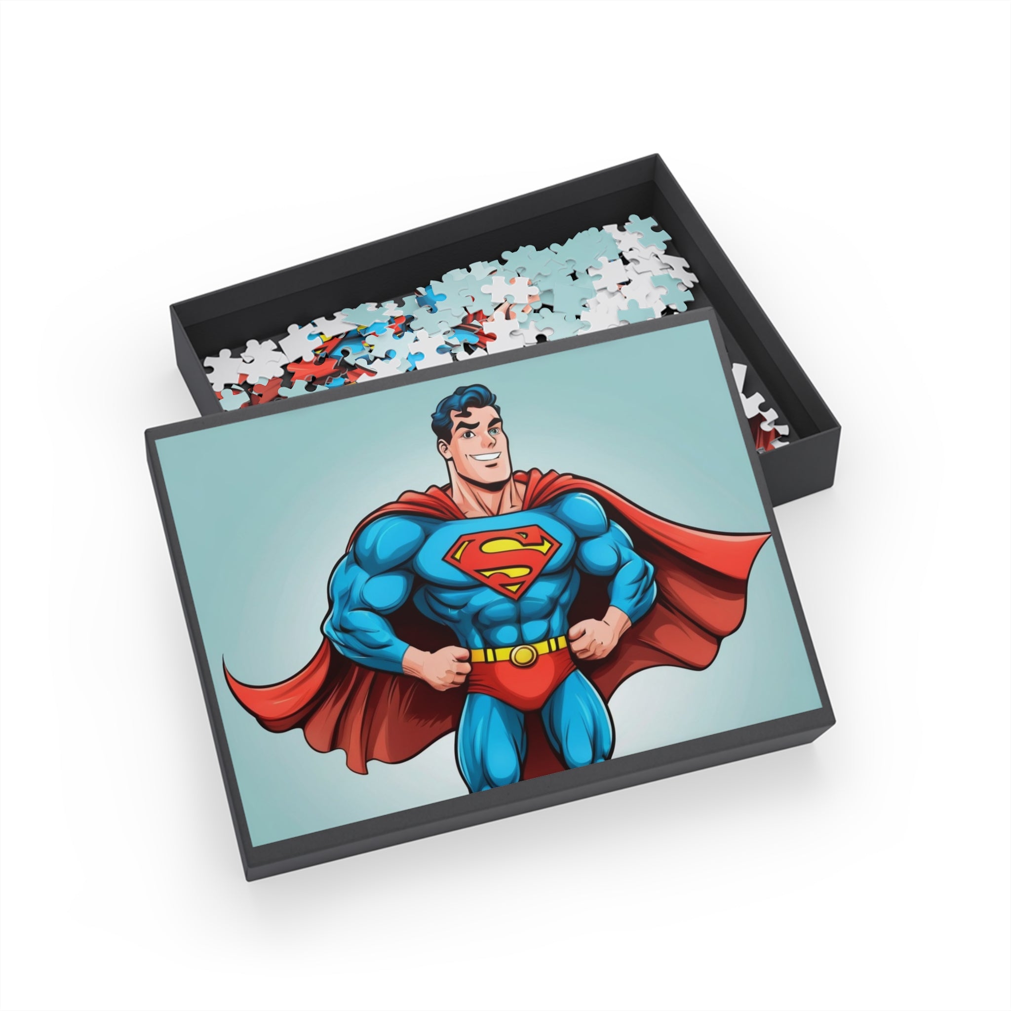 Superhero Jigsaw Puzzle — Retro Superman Illustration (96/252/500/1000 pcs)