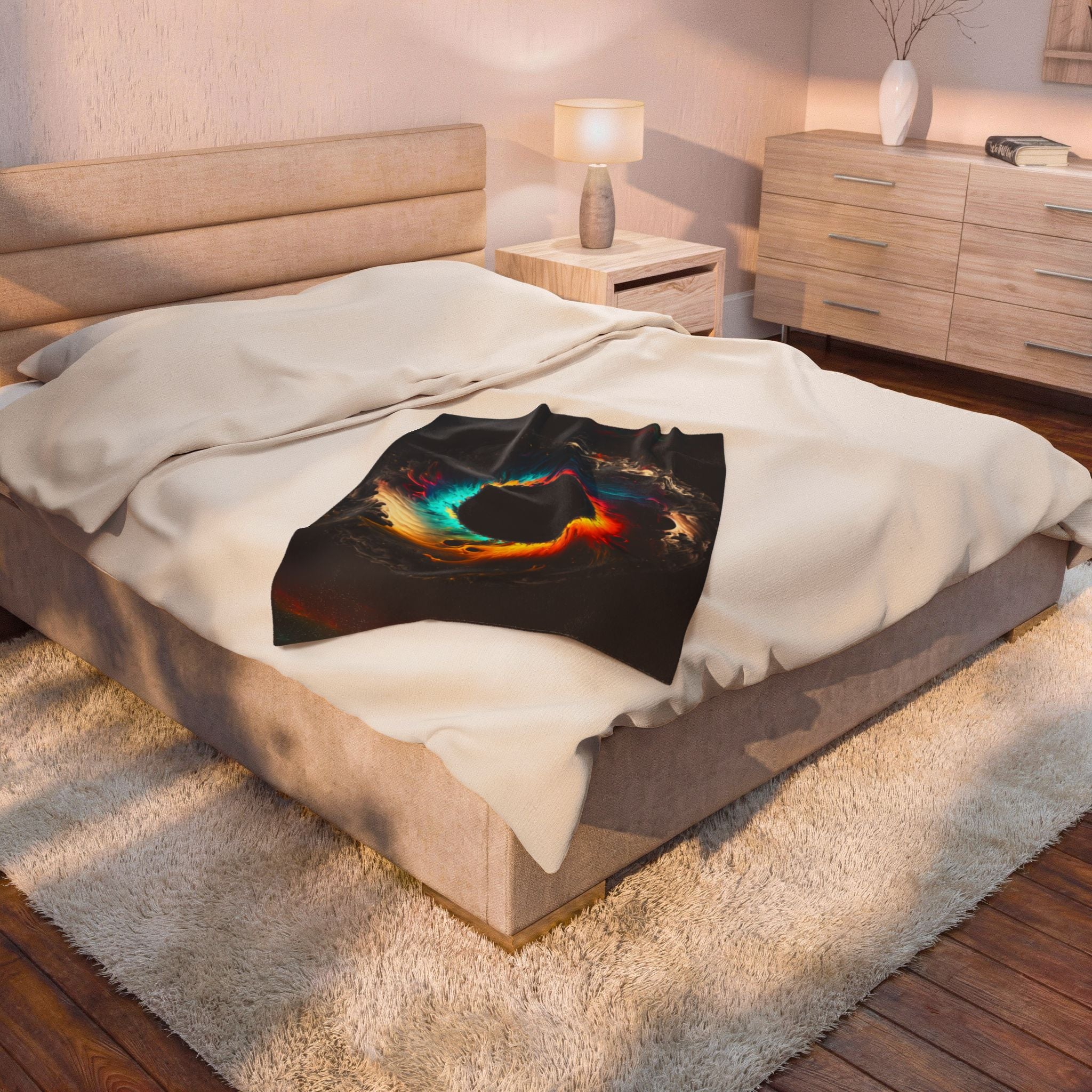 Velveteen Blanket — Cosmic Color Eye Swirl Plush Throw