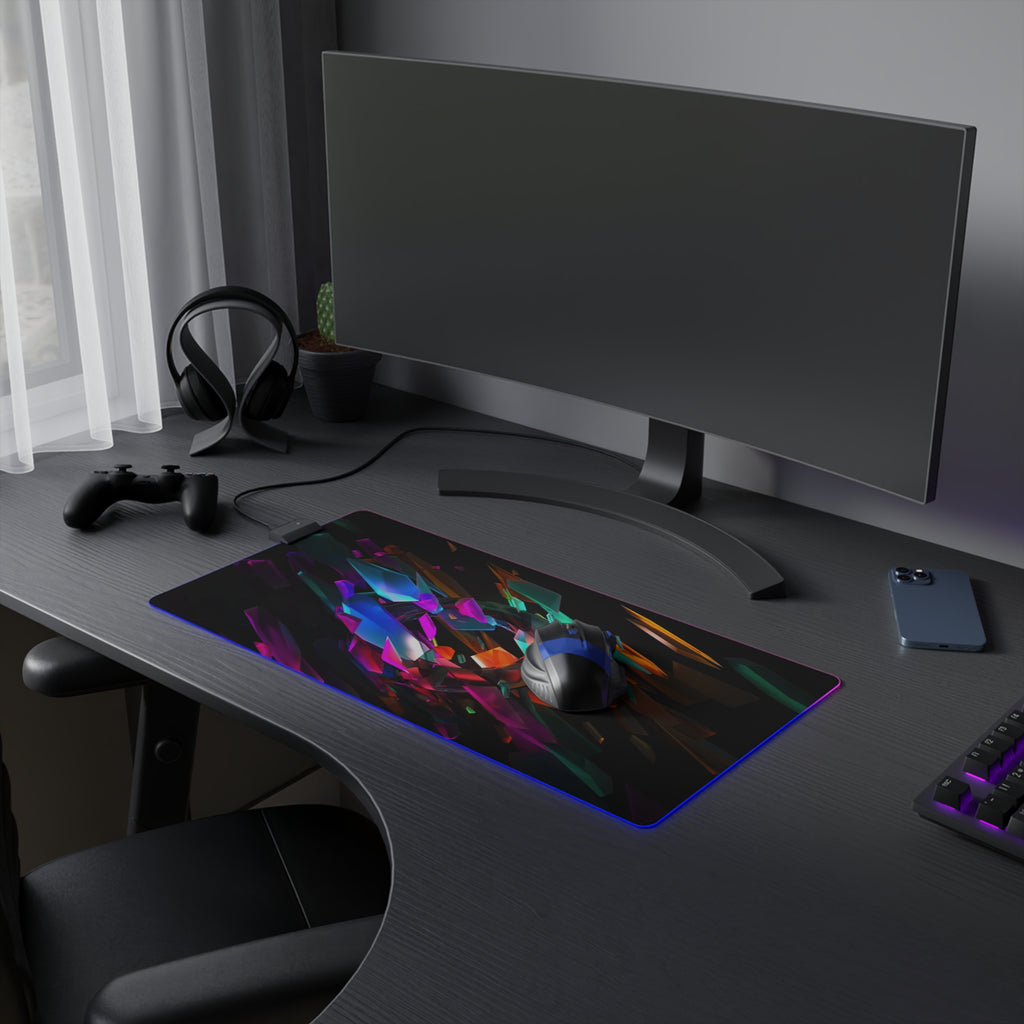 LED Gaming Mouse Pad — RGB Abstract Crystal Design, Large Extended Desk Mat